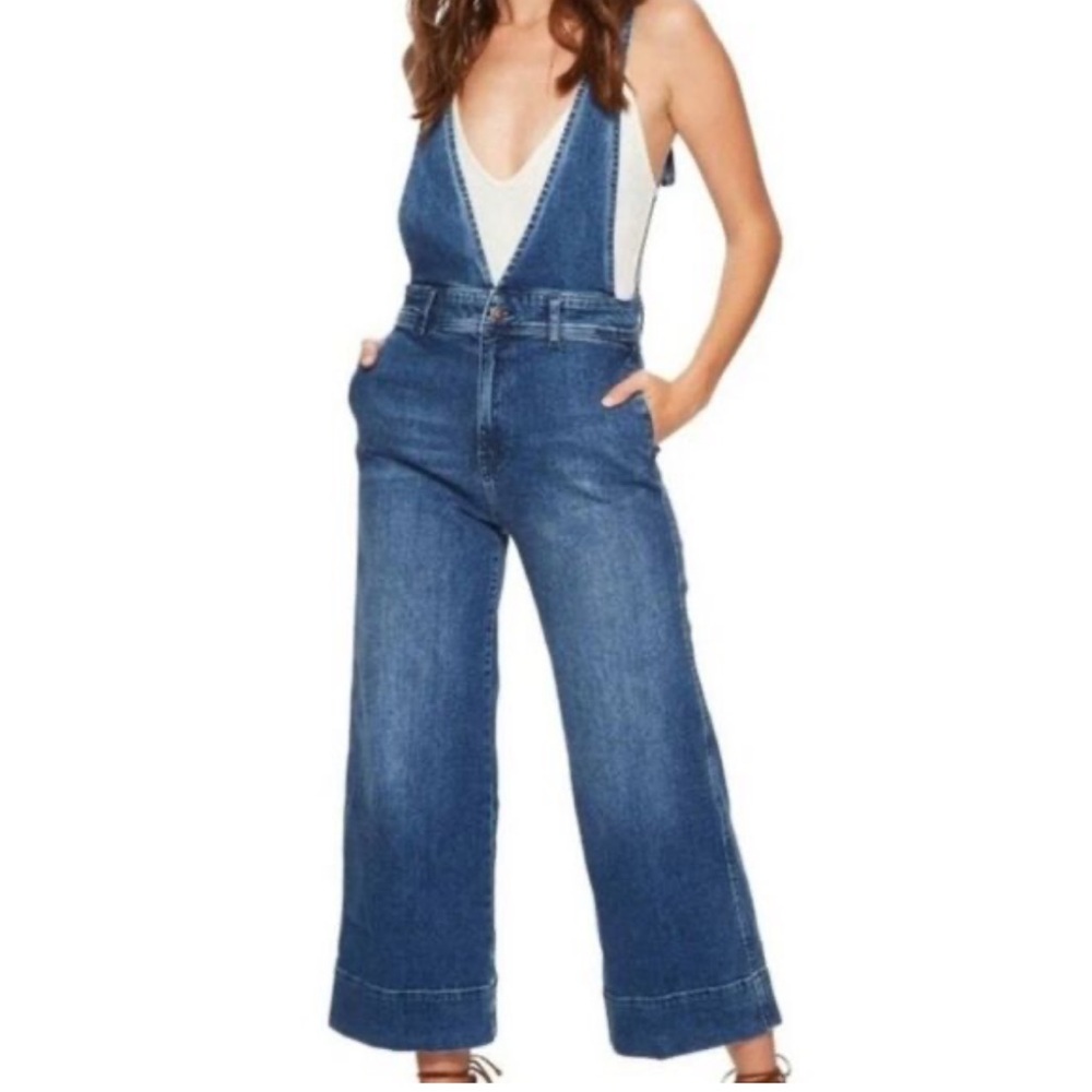 Free People Blue Denim Women Jeans Overalls